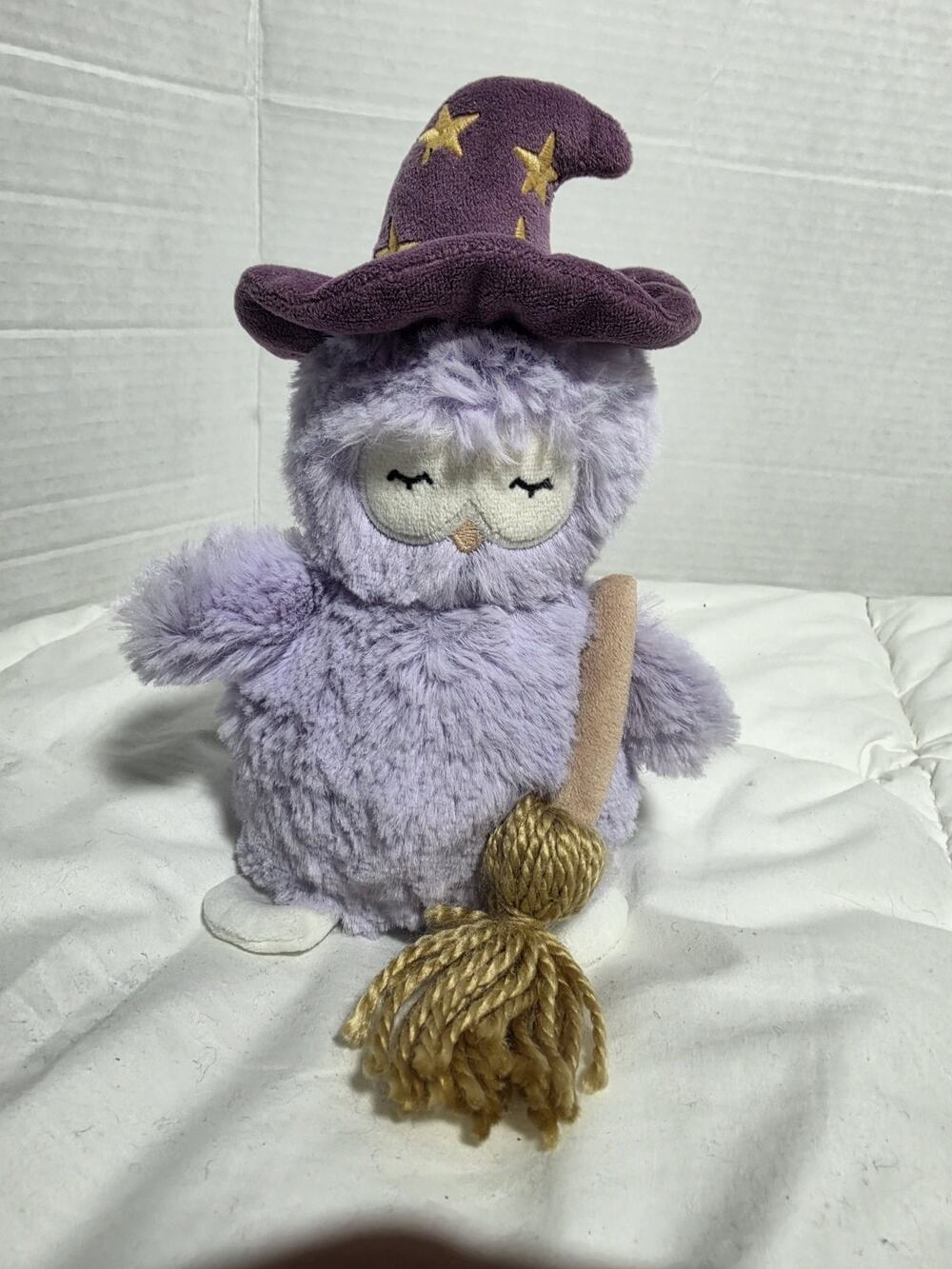 Slumberkins 8" Plush Purple Owl Witch Hat Broom Soft Stuffed Retired Halloween